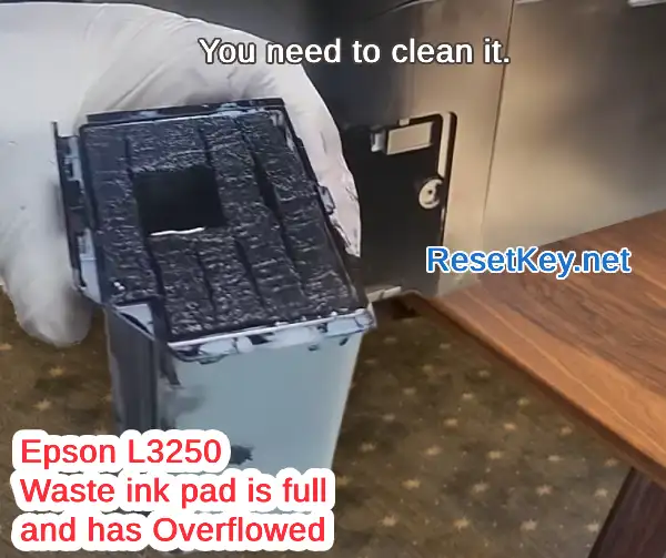 Epson L3250 printer's waste ink pad has overflowed